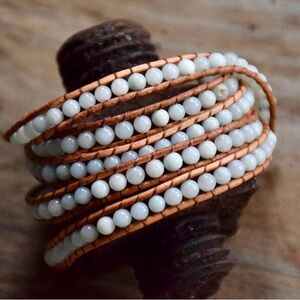 Handmade Amazonite Leather Wrap Bracelet